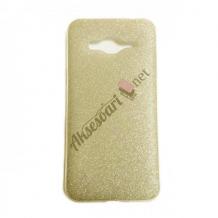 Силиконов калъф / гръб / TPU за Samsung Galaxy J3 2016 J320 - златист / брокат
