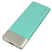 Универсална външна батерия Vennus / Universal Power Bank Vennus / Micro USB Data Cable 6000mAh - мента със сиво