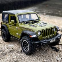 Метален джип с отварящи се врати капаци светлини и звуци Jeep Wrangler Rubicon 1:32