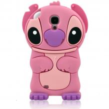 Силиконов калъф / гръб / TPU 3D за Samsung Galaxy S4 i9500 / Samsung S4 i9505 - Stitch / розов
