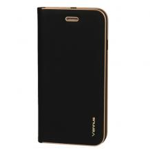 Луксозен кожен калъф Flip тефтер Vennus за Samsung Galaxy S22 Ultra 5G - черен