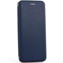 Луксозен кожен калъф Flip тефтер със стойка OPEN за Samsung Galaxy A22 4G - тъмно син