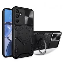 Удароустойчив гръб TPU кейс Slide Camera Case Magnetic Finger Ring Car Holder за Samsung Galaxy A25 5G - черен