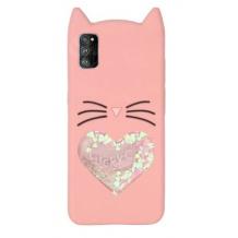 Силиконов калъф / гръб / TPU 3D за Samsung Galaxy A32 5G - Lucky Cat / розов