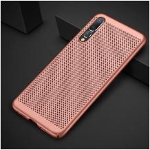 Луксозен твърд гръб за Samsung Galaxy A10 - Rose Gold / Grid