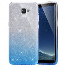 Силиконов калъф / гръб / TPU за Samsung Galaxy A8 2018 A530F - преливащ / сребристо и синьо / брокат