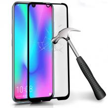 3D full cover Tempered glass Full Glue screen protector Huawei P Smart 2019 / Извит стъклен скрийн протектор с лепило от вътрешната страна за Huawei P Smart 2019 - черен