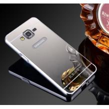 Луксозен алуминиев бъмпер с твърд гръб за Samsung Galaxy Grand Prime G530 - сребрист / огледален