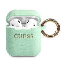 Оригинален калъф Guess Silicone Glitter за AirPods 1 / AirPods 2 слушалки - мента