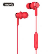 Стерео слушалки Yookie YK1010 / handsfree / 3.5mm за смартфон - червени