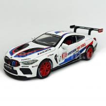 Метална кола с отварящи се врати капаци светлини и звуци BMW M8 GTE 1:32