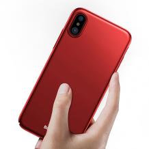 Луксозен твърд гръб Baseus Thin Case за Apple iPhone X - червен