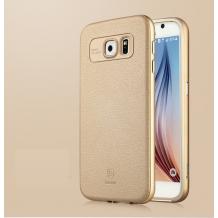 Метален бъмпер / Bumper / BASEUS Fusion Classic Series с твърд гръб за Samsung Galaxy S6 G920 - златен