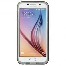 Метален бъмпер / Bumper Baseus Fusion Series със силиконов гръб за Samsung Galaxy S6 G920 - прозрачен / тъмно сив 