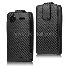 Кожен калъф Flip тефтер Carbon за HTC Sensation G14 / XE G18 - черен
