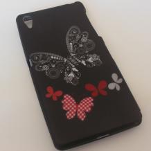 Силиконов калъф / гръб / TPU за Sony Xperia Z2 - черен с пеперуди