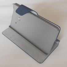 Кожен калъф Flip тефтер със стойка за Huawei Ascend D2 - син