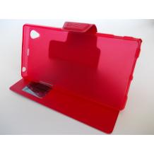 Кожен калъф Flip тефтер S-View със стойка за Sony Xperia Z1 L39h - червен / T&M