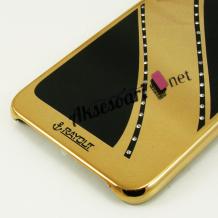 Луксозен твърд гръб RAYOUT diamond case за Samsung Galaxy S6 Edge+ G928 / S6 Edge Plus - златисто и черно / с камъни