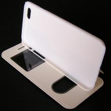 Луксозен кожен калъф Flip тефтер със стойка S-View за Apple iPhone 6 4.7'' - бял
