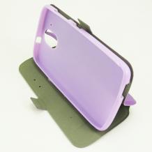 Кожен калъф Flip тефтер Flexi със стойка за HTC Desire 526G - тъмно лилав