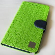 Кожен калъф Flip тефтер със силиконов гръб SUNIX за Samsung Galaxy Note 3 Neo N7505 - зелен със стойка