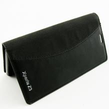 Кожен калъф Flip тефтер за Sony Xperia Z3 - черен със стойка