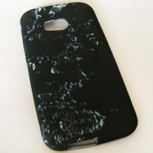 Силиконов калъф / гръб / TPU за HTC One M8 - черен с водни капки