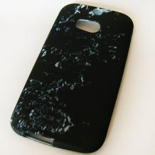 Силиконов калъф / гръб / TPU за HTC One M8 - черен с водни капки