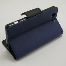 Кожен калъф Flip тефтер Mercury Fancy Diary със стойка за Sony Xperia Z3 Compact / Z3 Mini - тъмно синьо и черно