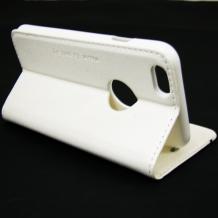 Луксозен кожен калъф Flip тефтер NOSSON със стойка за Apple iPhone 6 4.7" - бял