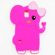 Силиконов калъф / гръб / TPU 3D за Samsung Galaxy S5 G900 - слон / цикламен