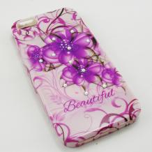 Силиконов калъф / гръб / TPU за Apple iPhone 5 / iPhone 5S - Beautiful / Purple Flowers с ксмъни