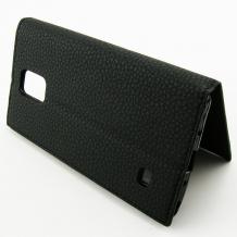 Кожен калъф Flip тефтер S View със стойка за Samsung Galaxy Note 4 N910 / Samsung Note 4 - черен