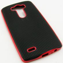 Силиконов калъф / гръб / TPU за LG G3 D850 - черен с червен кант / Grid