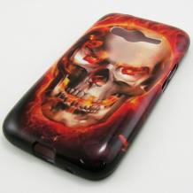 Силиконов калъф / гръб / TPU за Samsung Galaxy Ace 4 G313 - черен / горящ череп