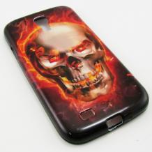 Силиконов калъф / гръб / TPU за Samsung Galaxy S4 I9500 / Samsung S4 I9505 - черен / горящ череп
