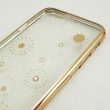 Луксозен твърд гръб / капак / ICON за Apple iPhone 6 4.7" - прозрачен със златен кант / глухарчета