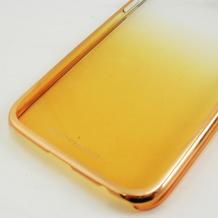 Луксозен твърд гръб / капак / Meephone за Samsung Galaxy S6 G920 - прозрачен / жълт със златен кант