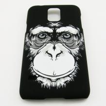 Твърд гръб / капак / за Samsung Galaxy S5 G900 - черен / маймуна