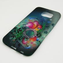 Ултра тънък силиконов калъф / гръб / TPU Ultra Thin за Samsung Galaxy S6 G920 - зелен / цветя
