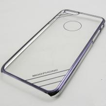 Луксозен твърд гръб / капак / MEEPHONG за Apple iPhone 6 Plus 5.5'' - прозрачен с черен кант