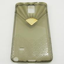 Луксозен силиконов калъф / гръб / TPU с камъни FANCY Series за Samsung Galaxy Note 4 N910 / Samsung Note 4 - черен / прозрачен