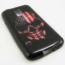 Силиконов калъф / гръб / TPU за Samsung Galaxy S5 mini G800 / Samsung S5 Mini - Skull / American Flag
