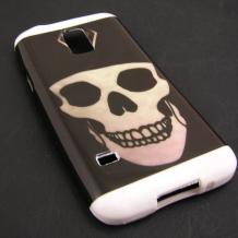 Силиконов калъф / гръб / TPU за Samsung Galaxy S5 mini G800 / Samsung S5 Mini - Skull / черно и бяло