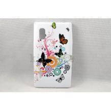 Силиконов калъф / гръб / ТПУ за LG Optimus L5 E610 - бял с пеперуди