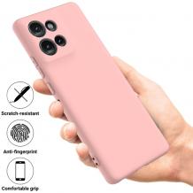 Силиконов калъф / кейс / Nano TPU за Motorola Moto G15 - светло розов гръб със защита за камерата