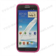 Силиконов калъф ТПУ за Samsung Galaxy Note 2 II N7100 - цикламен на бели точки