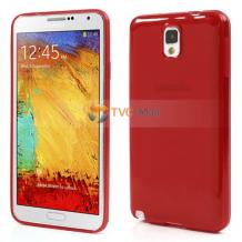 Силиконов калъф / гръб / TPU за Samsung Galaxy Note 3 N9000 N9005 - прозрачен / червен гланц