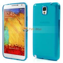 Силиконов калъф / гръб / TPU за Samsung Galaxy Note 3 N9000 N9005 - прозрачен / син гланц